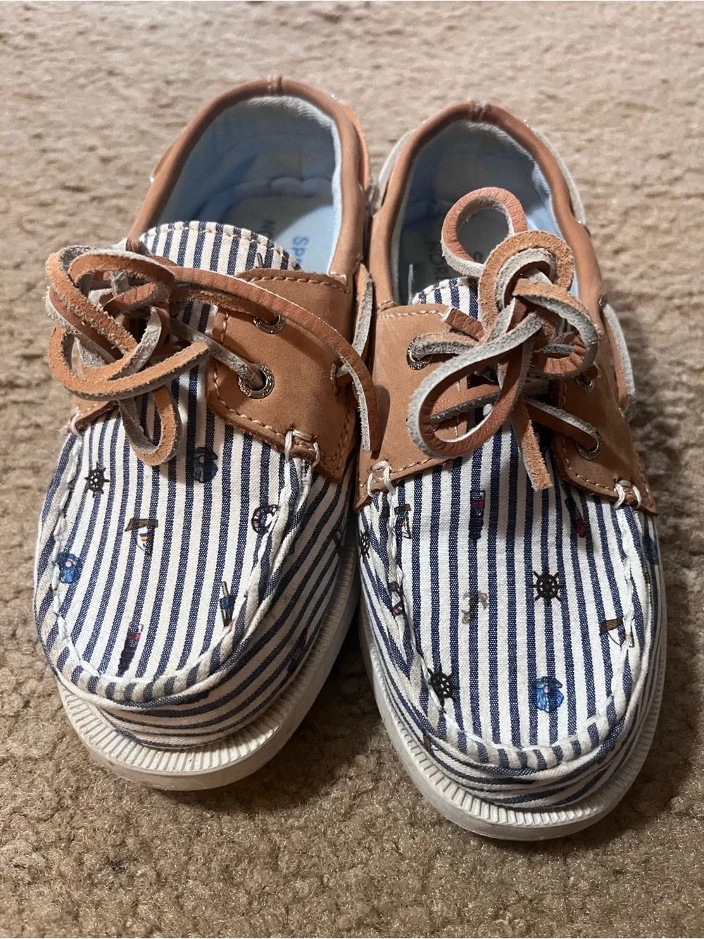 Sperry Kids Nautical Stripe Boat Shoes - Blue & Tan